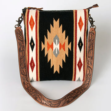 American Darling Cross Body Hand Tooled Saddle Blanket Hair On Genuine Leather Western Women Bag Handbag Purse Crossbody Cute